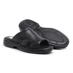 Chinelo Masculino Conforto Couro Carneiro Preto