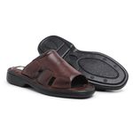 Kit 02 Chinelos Masculinos Conforto Couro Carneiro Preto e Pinhão