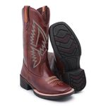 Bota Texana Masculina Couro Legítimo Marrom