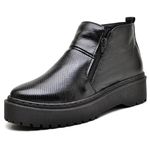 Bota Casual Feminino Couro Legitimo Tratorado Preto