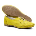 Sapato Oxford Feminino Couro Legítimo Confort Amarelo