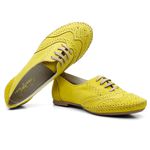 Sapato Oxford Feminino Couro Legítimo Confort Amarelo