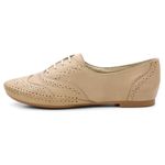 Sapato Oxford Feminino Couro Legítimo Confort Areia