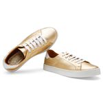 Tênis Casual Feminino Couro Legítimo Ouro Branco