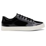 Tênis Feminino Casual Couro Legítimo Verniz Preto