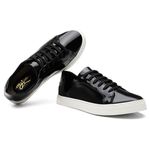 Tênis Feminino Casual Couro Legítimo Verniz Preto