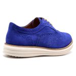 Sapato Oxford Feminino Couro Legítimo Camurça Azul
