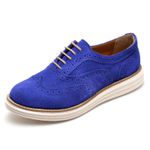 Sapato Oxford Feminino Couro Camurça Azul