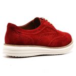 Sapato Oxford Feminino Couro Legítimo Camurça Vermelho