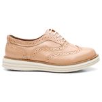 Sapato Oxford Feminino Couro Legítimo Verniz Nude