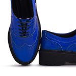 Sapato Oxford Feminino Sintético Tratorado Azul Metalizado