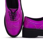 Sapato Oxford Feminino Sintético Tratorado Pink Metalizado