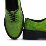 Sapato Oxford Feminino Sintético Tratorado Verde Metalizado