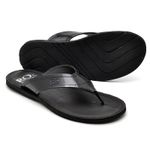 Chinelo Casual Masculina Amazon em Couro Legitimo Preto 