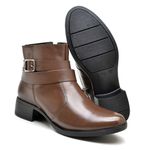 Bota Feminina Buckle Cano Curto Couro Legítimo Café