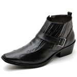 Bota Texana Masculina em Couro Legítimo Preto