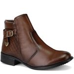 Bota Casual Feminina Cano Curto Sintético Capuccino