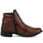 Bota Casual Feminina Cano Curto Sintético Capuccino