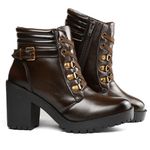 Bota Coturno Feminino Tratorado Sintético Café