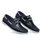 Mocassim Dockside Casual Masculino Couro Legítimo Azul Petróleo Encerado