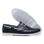 Mocassim Dockside Casual Masculino Couro Legítimo Azul Petróleo Encerado