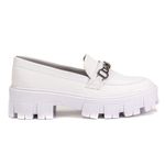 Sapato Mocassim Feminino Tratorado Sintético Branco