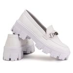 Sapato Mocassim Feminino Tratorado Sintético Branco