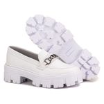 Sapato Mocassim Feminino Tratorado Sintético Branco