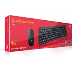 C3Tech Combo Teclado e Mouse K-W20BK sem fio Preto Layout ABNT2 Resistente a derramamento de água