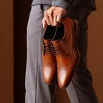 Sapato Social Brogue Derby Andreoli Caramelo