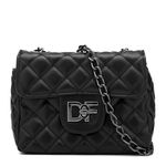 Bolsa Feminina Dhaffy Matelassê Fecho e Alça de Corrente Preto