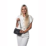 Bolsa Feminina Dhaffy Matelassê Fecho e Alça de Corrente Preto