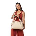 Bolsa Feminina Dhaffy Báu Grande Creme