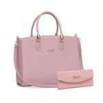 Kit de Bolsa Feminina Grande com Carteira Rosa Dhaffy 