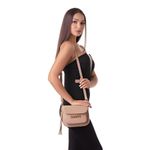 Bolsa Feminina Dhaffy Com Bolso na Frente Nude Dhaffy