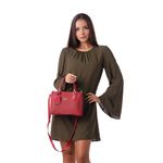 Bolsa Feminina Vermelha Couro Ecológico Trabalhado Dhaffy