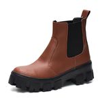 Bota Feminina Coturno Tratorado Chelsea Marrom Cano Baixo Dhaffy 