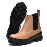 Bota Feminina Coturno Tratorado Chelsea Nude Cano Baixo Dhaffy 
