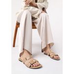 Rasteira Feminina Duas Tiras Spike Dourado Nude