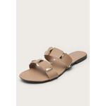 Rasteira Feminina Duas Tiras Spike Dourado Nude