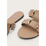 Rasteira Feminina Duas Tiras Spike Dourado Nude