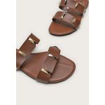 Rasteira Feminina Duas Tiras Spike Dourado Caramelo