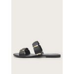 Rasteira Feminina Duas Tiras Spike Dourado Preto