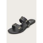 Rasteira Feminina Duas Tiras Spike Dourado Preto