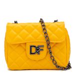 Bolsa Feminina Dhaffy Matelassê Fecho e Alça de Corrente Amarelo