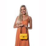 Bolsa Feminina Dhaffy Matelassê Fecho e Alça de Corrente Amarelo