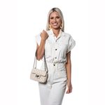 Bolsa Feminina Dhaffy Matelassê Fecho e Alça de Corrente Off White 