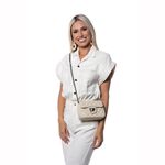 Bolsa Feminina Dhaffy Matelassê Fecho e Alça de Corrente Off White 