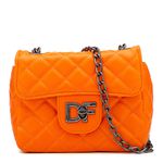 Bolsa Feminina Dhaffy Matelassê Fecho e Alça de Corrente Laranja
