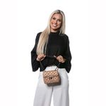 Bolsa Feminina Dhaffy Matelassê Fecho e Alça de Corrente Nude